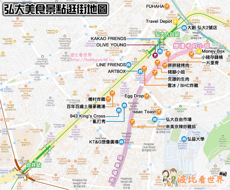 【2025弘大商圈攻略】首爾最有活力逛街聖地！美食景點、換錢住宿＆地圖彙整