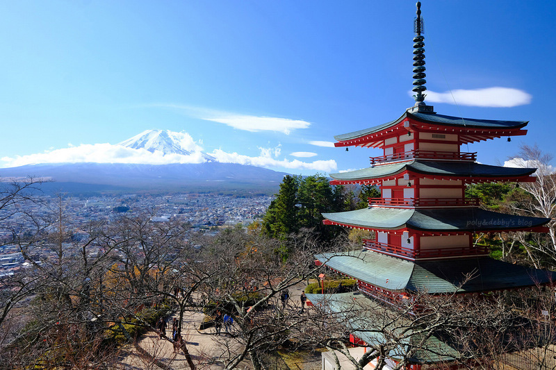 【河口湖】新倉富士淺間神社：絕美富士山景色！忠靈塔、鳥居櫻花必拍